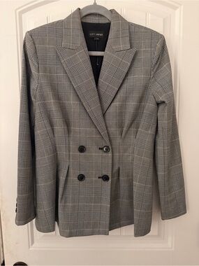 LOFT Versa Plaid Seasonless Stretch Double Breasted Blazer